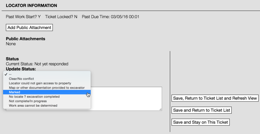 Informational image of locator info within the search and status system